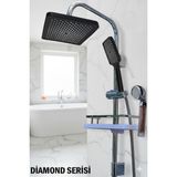 Robot Duş Seti Lüks Banyo Duş Takımları El ve Tepe Duş Başlığı Spiral Hortum Çeşitleri - Diamond Serisi