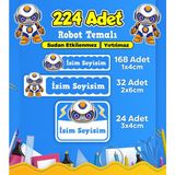 Robot Temalı Okul Kreş Kişiye Özel Isim Etiket Seti - Model 432
