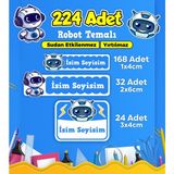 Robot Temalı Okul Kreş Kişiye Özel Isim Etiket Seti - Model 435