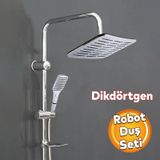 Robot Tepe Dus Seti Takimi Shower Yagmurlama Dikdortgen Banyo Masaj Dus Basligi Sistemi Krom