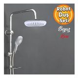 Robot Tepe Dus Seti Takimi Shower Yagmurlama Kare Banyo Masaj Dus Basligi Sistemi Beyaz Krom