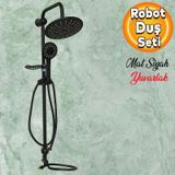 Robot Tepe Dus Seti Takimi Shower Yagmurlama Oval Banyo Masaj Dus Basligi Sistemi Mat Siyah