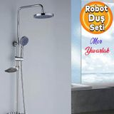 Robot Tepe Dus Seti Takimi Shower Yagmurlama Yuvarlak Banyo Masaj Dus Basligi Sistemi Mor Krom