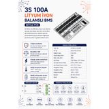 RobotikDepo 3S 100A Lityum İyon Balanslı BMS Beyaz PCB