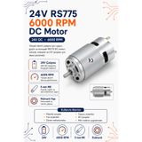 RobotikDepo RS775 DC Motor 24V 6000Rpm