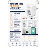 RobotikDepo Umie UM-ZG02 16 Amper Enerji Izleme Bleutooth+Wifi Tuya Destekli Akıllı Priz
