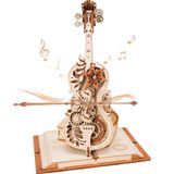 ROBOTIME Yetişkinler için Mekanik 3D Yapbozlar, Ahşap Müzik Kutusu Sihirli Çello Model Kitleri, Onun için Sevgililer Günü Hediyesi AMK63