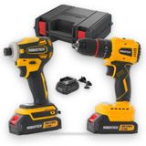 Robustech Akülü Darbeli Matkap ve Darbeli Vidalama Seti 20V Kömürsüz 2 Akü | 2 x 2.0Ah akü, şarj cihazı | Qbrick Regular Power Toolcase çanta | 120 Nm vidalama, 45 Nm matkap