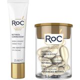 Roc Retinol Correxion Line Smoothing Anti-Aging Canlandırıcı Göz Kremi 15 ml + 10'lu Kapsül Gece Serumu 2'li Cilt Bakım Seti - Standart