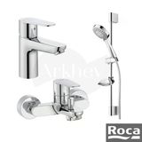 Roca A5D054FC0K Victoria Plus Lavabo + Banyo Bataryası ve Stella Sürgülü Duş Takımı Seti