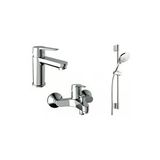 Roca Üçlü Set Esteria Lavabo Batarya / Banyo Batarya / Aurea Duş Takımı Beyaz