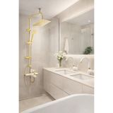RocciArmatur Gold robot beyaz gold baston borulu lavabo bataryası beyaz gold banyo bataryası 4'lü Duş seti