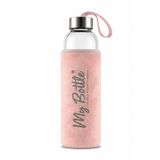 Roccos My Bottle Peluş Kılıflı Cam Matara – Taşıma Askılı Şık Su Şişesi