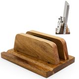 ROCDEER Akasya Ahşap Dikey Dizüstü Bilgisayar Sehpası - Ayarlanabilir Çift Yuvalı (1,8 cm ila 1,2 inç) - Dizüstü Bilgisayarlar, Tabletler ve Telefonlar için Ağır Hizmet Tipi Masa Düzenleyici - Kaymaz