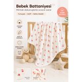 Rocha Baby Pamuklu Kiraz ve Çiçek Desenli Yumuşacık Bebek Battaniyesi - Yenidoğan ve Bebek Swaddle Battaniye 80*80