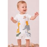 Rocha Baby Safari Hayvan Figürlü, Kısa Kollu, Omuzdan Çıtçıtlı Bebek Tulumu
