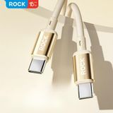 Rock 100W Type-C to Type-C 5A PD Şarj ve Data Kablosu, 1 Metre, Beyaz, iPad ve MacBook ile Uyumlu