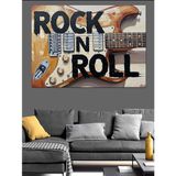 Rock And Roll Yazılı Elektrogitar İllüstrasyonu Dekoratif Kanvas - Mdf Ahşap Tablo
