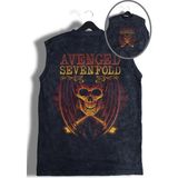 Rock Band Avenged Sevenfold Sırt Baskılı Yıkamalı Bisiklet Yaka Kolsuz Tişört - Siyah - 2XL
