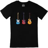 Rock Gitar Tasarımlı Siyah Tişört - XS