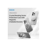 Rock iPhone 16 Pro ile Uyumlu Crystal Rotating MagSafe Standlı Kılıf, Şeffaf