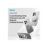 Rock iPhone 16 Pro Max ile Uyumlu Crystal Rotating MagSafe Standlı Kılıf, Şeffaf