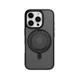 Rock iPhone 16 Pro Max MagSafe Destekli Soft Döner Stantlı Kılıf Buzlu Siyah