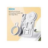 ROCK L14 7'si 1 Arada Çok Fonksiyonlu Adaptör Kiti, 60W Type-C/27W Lightning/2.5W iWatch Şarj, SIM Kart Adaptörü, Telefon Standı, 16cm Kablo, Beyaz