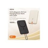 Rock P28 10000 mAh 20W MagSafe Lightning Kablolu Powerbank, Beyaz, Dijital Gösterge
