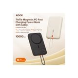 Rock P28 10000 mAh 20W MagSafe Lightning Kablolu Powerbank, Dijital Gösterge, Siyah
