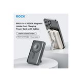 ROCK P50 Powerbank compatible with MagSafe, 10.000 mAh, PD20W, 5-in-1, Beyaz, Kablosuz Şarj