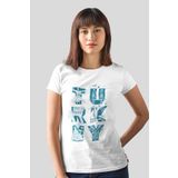 Rock & Roll 1M1BW162FB Türkiye Harfler Beyaz Kısa Kollu Kadın T-Shirt