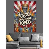 Rock Roll Amerikan Bayrağı Dekoratif Kanvas - Mdf Ahşap Tablo
