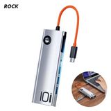 Rock TR30 Multi Fonksiyon 10 In 1 Type-C Hub Dönüştürücü - Gri