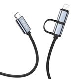 Rock Twins 2 in 1 20 W Type-C Lightning 1 mt Siyah Şarj ve Data Kablosu
