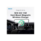 ROCK W36 Mıknatıslı Araç Şarj Cihazı, Qi2 15W Kablosuz Şarj, Havalandırma Izgarası Montajlı, Otomatik Hizalama, Çok Katmanlı Güvenlik Korumalı, Beyaz
