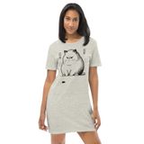 ROCKANDROLL Kedi Fare Gri Kısa Kollu Penye Kadın T-shirt Elbise