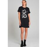 ROCKANDROLL Kedi Prenses Siyah Kısa Kollu Penye Kadın T-shirt Elbise