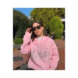 rockcity Pembe Taşlı Kapşonlu Oversize Sweatshirt