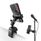 ROCKFREE Masa, Kutup, Boru, Bom, Düz Yüzey, 360 ° Ayarlanabilir Alüminyum Kollu Cep Telefonu Kelepçe Montajı, Mikrofon Standı, Koşu Bandı, Golf Arabası için, Tüm 4-7 inç Akıllı Telefon iPhone ile