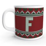 Rock'n Fox Store F Harfi Kırmızı Kış Yılbaşı Noel Örgu Tasarım Harfli Kupa Bardak