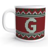 Rock'n Fox Store G Harfi Kırmızı Kış Yılbaşı Noel Örgu Tasarım Harfli Kupa Bardak