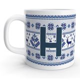 Rock'n Fox Store H Harfi Kış Nostaljisi Yılbaşı Noel Örgu Tasarım Harfli Kupa Bardak