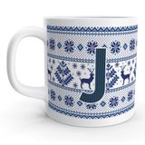 Rock'n Fox Store J Harfi Kış Nostaljisi Yılbaşı Noel Örgu Tasarım Harfli Kupa Bardak