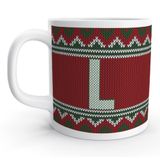 Rock'n Fox Store L Harfi Kırmızı Kış Yılbaşı Noel Örgu Tasarım Harfli Kupa Bardak