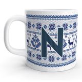 Rock'n Fox Store N Harfi Kış Nostaljisi Yılbaşı Noel Örgu Tasarım Harfli Kupa Bardak