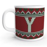 Rock'n Fox Store Y Harfi Kırmızı Kış Yılbaşı Noel Örgu Tasarım Harfli Kupa Bardak