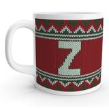 Rock'n Fox Store Z Harfi Kırmızı Kış Yılbaşı Noel Örgu Tasarım Harfli Kupa Bardak