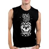 Rock&Roll Ananas Kafa Siyah Kesik Kol | Kolsuz Erkek T-Shirt | Atlet
