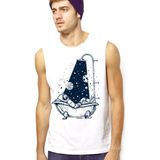 Rock&Roll Astro Duş Beyaz Kesik Kol | Kolsuz Erkek T-Shirt | Atlet - XL